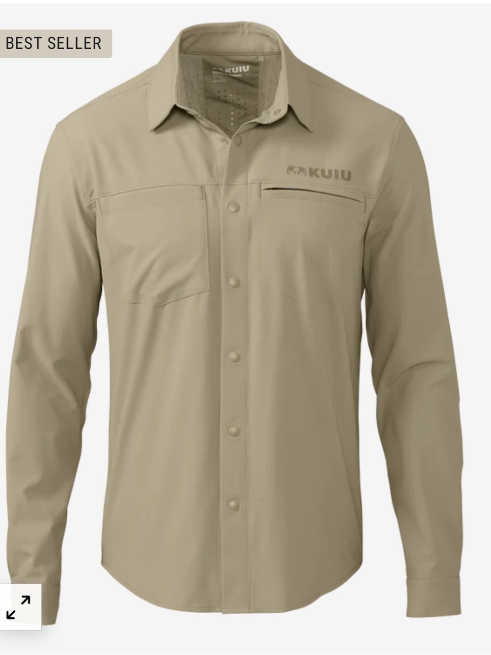 Kuiu Men’s Long-Sleeve Button Shirt Jacket in Khaki